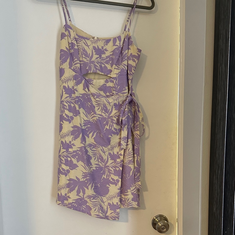 Astr Purple and Cream Mini Dress